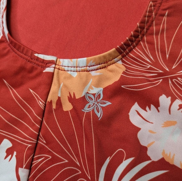 2/$25-Quintsoul Open Back Sporty One Piece In Orange Tropical Print Size S - Picture 8 of 11